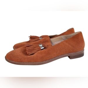 Franco Sarto Hadden Brown Tassel Slip On Suede Loafers Size 7.5